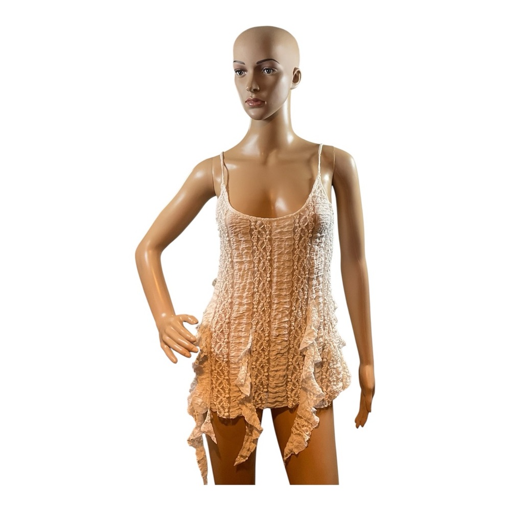 Zara Women’s Ivory LACE TEXTURE SCALLOPED TOP Size Small